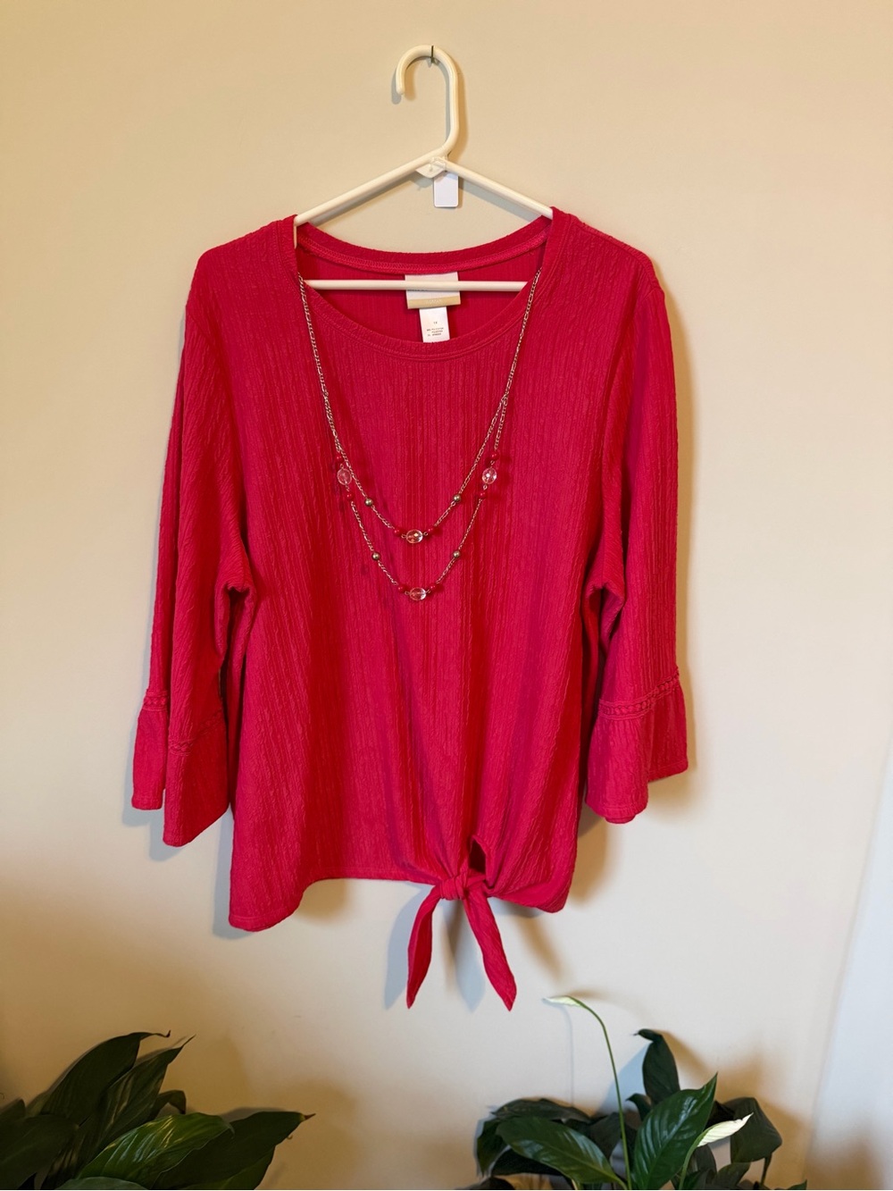 Alfred Dunner Women’s Tie-Hem Top - Bright Pink, 1X